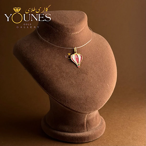 آویز طلا مینا کاری بالن قرمز